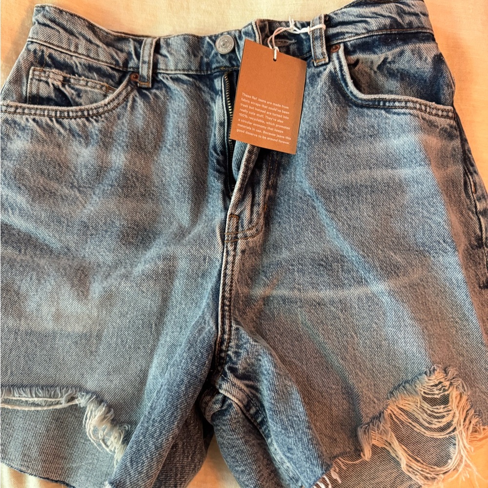 Reformation Blue Distressed Jean Shorts BRAND NEW